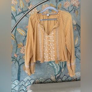 American Eagle Embroidered Button-Down Blouse Medium